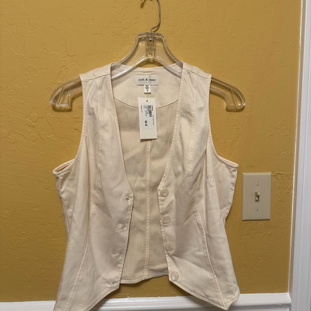Cloth & Stone Cream Button-Up Vest